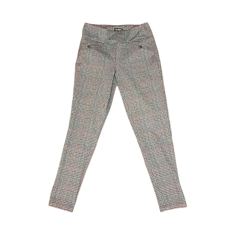 SOHO Apparel Ltd Women's Pants Small Black Check Stretch‎ Pull On Slim Fit Y2K